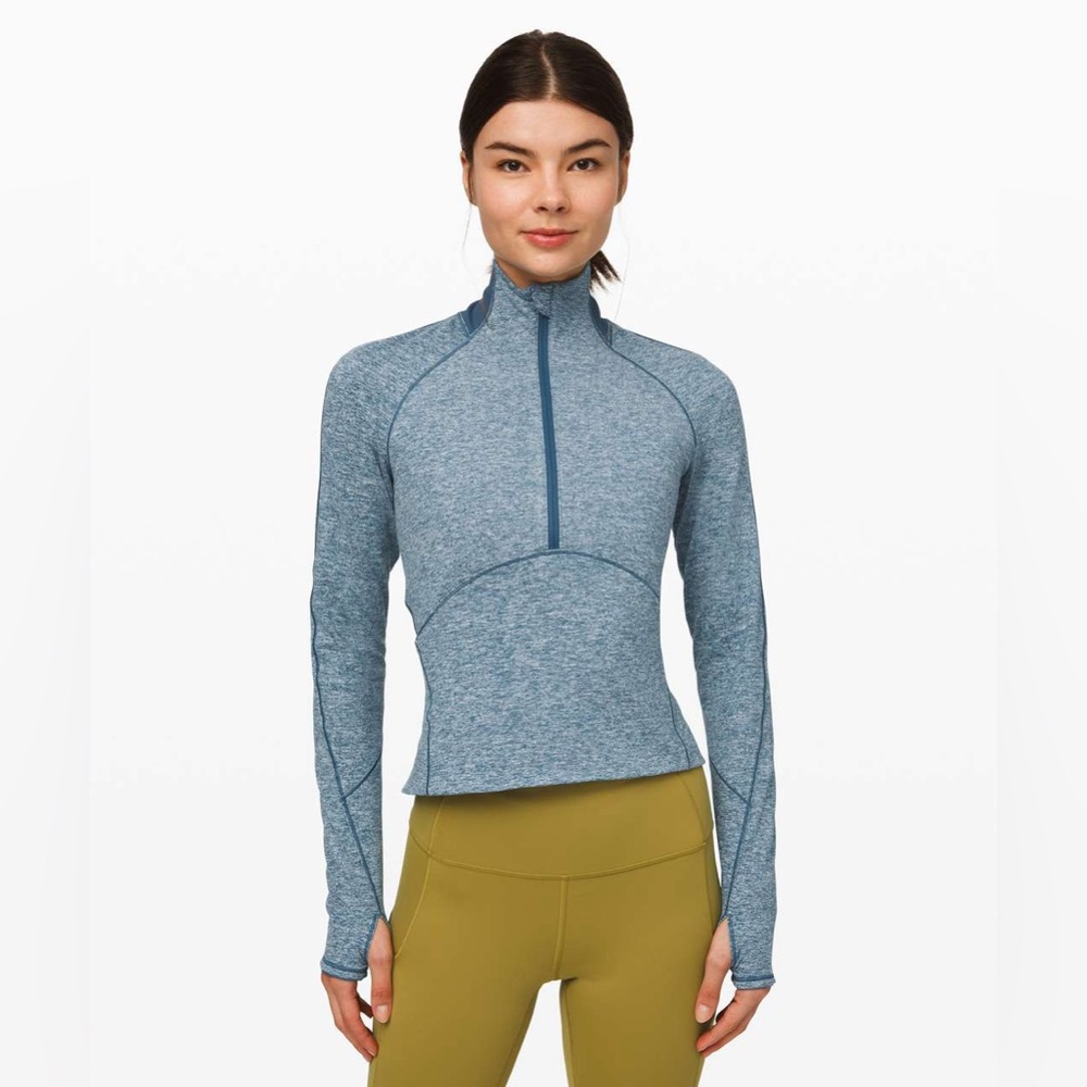 Lululemon Always Alert 1/2 Zip - Size 4 - Heathered Petrol Blue - Like new